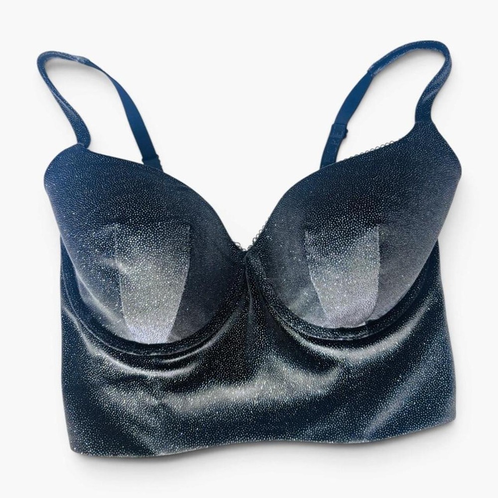 Victoria's Secret metal gray glittery bralette with silver glitter 34DDD